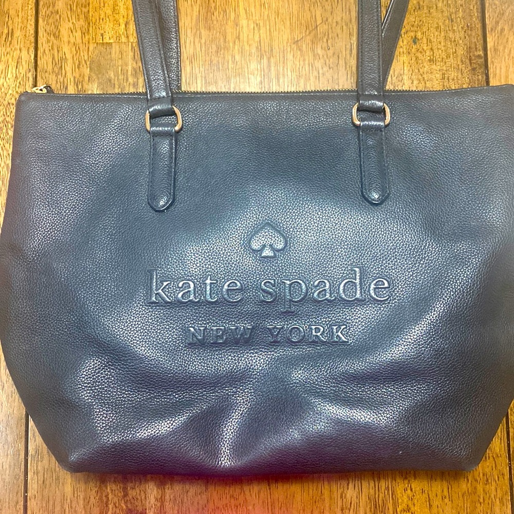 Kate Spade Embossed Logo Black Tote Bag